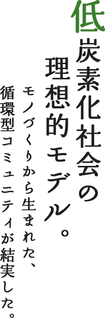 低炭素化社会の理想的モデル。 モノづくりから生まれた、循環型コミュニティが結実した。